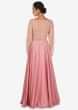 Lavender pink gown in satin with resham and moti embroidered bodice only on Kalki