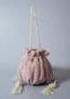 Lavender Potli Bag In Sequins Fabric With Cut Dana Tassels And Handle By Solasta
