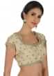 Light Beige Blouse In Raw Silk With Kundan Embrodered Butti Online - Kalki Fashion