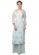 Light Blue Straight Suit Embellished In Resham And Gotta Lace Online - Kalki Fashion