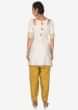 Cream And Yellow Salwar Suit Embellished In Zardosi And Cut Dana Butti Online - Kalki Fashion