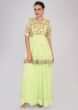 Light green fancy georgette anarkali in layers and peplum style embroidered bodice 