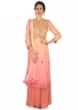 Peach And Pink Straight Suit With Placket In Gotta Patch Work Online - Kalki Fashion