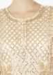 Light Peach Top In Organza Silk Matched With Cotton Inner And Chiffon Dupatta Online - Kalki Fashion