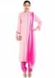 Light Pink And Fuschia Suit Set With Ciggarate Pant