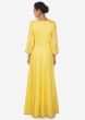 Light Yellow A Line Dress With Attached Jacket In Gotta Lace Online - Kalki Fashion