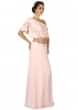 Light pink skirt with one shoulder cape in resham and pearl only on Kalki