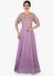 Light purple cotton anarkali gown heavily embellished in silver embroidery only on Kalki