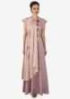Lilac And Cream Dress Enhanced In Gathers And Cut Dana Work In Cat Motif Online - Kalki Fashion