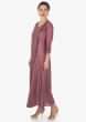 Lilac pink long over lapping kurti in embroidered butti and fancy tassel only on Kalki
