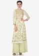 Lime Green Straight Palazzo Suit In Georgette Adorn In Gotta Patch, Zari And Moti Work Online - Kalki Fashion