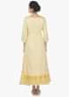 Lime yellow cotton kurti with attached under layer with gathers 