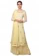Lime yellow straight suit embellished in resham and gotta lace only on Kalki