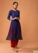 Royal Blue Straight Cut Kurti In Crepe With Bandhani And Floral Printed Motifs 