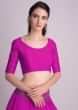 Magenta Blouse With Half Sleeves And Round Neckline 