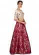 Magenta Lehenga In Brocade Silk Matched With Baby Pink Embroidered Crop Top Online - Kalki Fashion