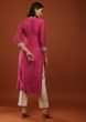 Magenta Kurta In Cotton With Bandhani Buttis And Moti Detailed Tassels And Sleeve Cuffs