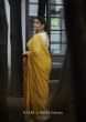 Honey Yellow Saree In Organza With Bandhani Buttis And Gotta Patti Embroidered Floral Motifs On The Border  