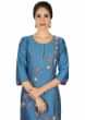 Marina blue red long double layer kurti with resham embroidery in bug motif only on Kalki