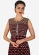 Maroon anarkali suit adorn in resham and mirror work all over only on Kalki