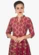 Maroon cotton print dress adorn with sequin motifs only on kalki