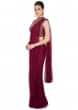 Maroon Saree In Georgette Net With Embellished Net Blouse Online - Kalki Fashion