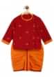 Kalki Boys Maroon Kurta And Contrasting Dhoti Set In Cotton With Printed Buttis By Tiber Taber