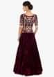 Maroon long reception gown with embellished bodice  and waistline