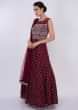 Maroon Anarkali Dress In Raw Silk With Embroidered Butti Online - Kalki Fashion