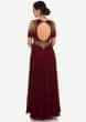 Maroon Anarkali Gown In Georgette Crafted In Zari And Sequin Embroidery Work Online - Kalki Fashion