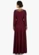Maroon Anarkali gown in silk crafted in zardosi embroidery only on Kalki