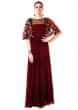 Maroon Gown With Hand Embroidered Cape Style Online - Kalki Fashion