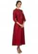 Maroon kurti in raw silk with resham embroidered patch only on Kalki