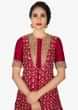 Maroon lehenga with long blouse in pita zari and resham embroidery only on Kalki