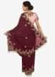 Maroon Saree With Ready Blouse In Pink Embroidered With Resham And Sequin Work Online - Kalki Fashion