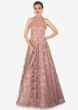 Mauve Gown In Net Adorned With Intricate Embroidery Online - Kalki Fashion