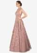 Mauve Gown In Net Adorned With Intricate Embroidery Online - Kalki Fashion