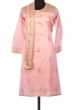 Mellow pink semi stitched suit featuring in embossed foil print 