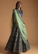 Midnight Blue Lehenga Choli In Silk With Foil Printed Floral Motifs And Zari Accents Online - Kalki Fashion