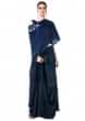 Midnight Blue Draped Gown With A Hand Embroidered Cape Dupatta Online - Kalki Fashion