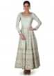 Mint anarkali suit adorn in zari and sequin embroidery only on Kalki