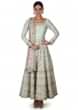 Mint anarkali suit adorn in zari and sequin embroidery only on Kalki