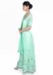 Mint blue cotton suit paired with embroidered palazzo and  chiffon dupatta