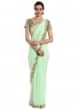 Mint georgette saree adorned with cut dana embroidery only at Kalki 