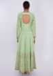 Mint green cotton silk anarkali dress in floral embroidery and butti only on Kalki