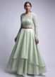Mint Green Lehenga Choli With 3D Floral Embroidery Online - Kalki Fashion