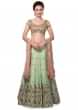 Mint green lehenga featuring with resham and zari embroidery only on Kalki