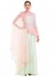 Mint Green One Shoulder Suit With Pale Peach Attached Dupatta
