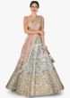 Mint Blue Lehenga In Raw Silk Beautified In Resham And Frenchknot Embroidered Work Online - Kalki Fashion