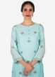 Mint blue straight suit in gotta patti work with palazzo pant only on Kalki